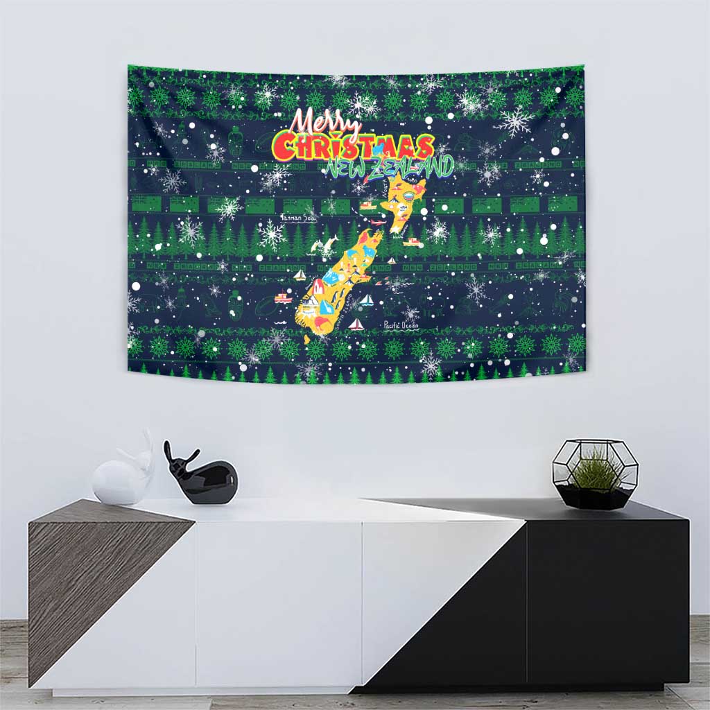 Merry Christmas New Zealand Tapestry Xmas Travel Map - Aussie Hoodie