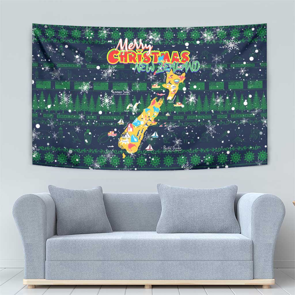 Merry Christmas New Zealand Tapestry Xmas Travel Map - Aussie Hoodie