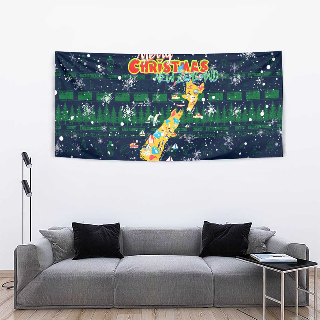 Merry Christmas New Zealand Tapestry Xmas Travel Map - Aussie Hoodie