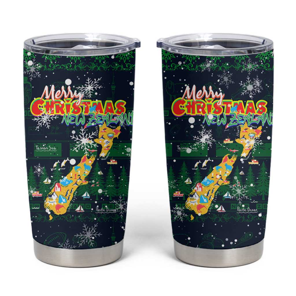 Merry Christmas New Zealand Tumbler Cup Xmas Travel Map - Aussie Hoodie