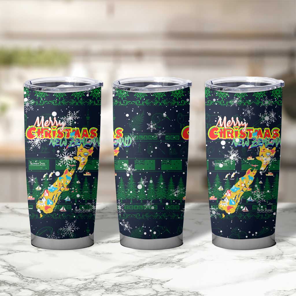 Merry Christmas New Zealand Tumbler Cup Xmas Travel Map - Aussie Hoodie