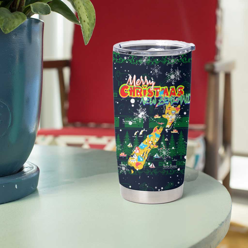 Merry Christmas New Zealand Tumbler Cup Xmas Travel Map - Aussie Hoodie