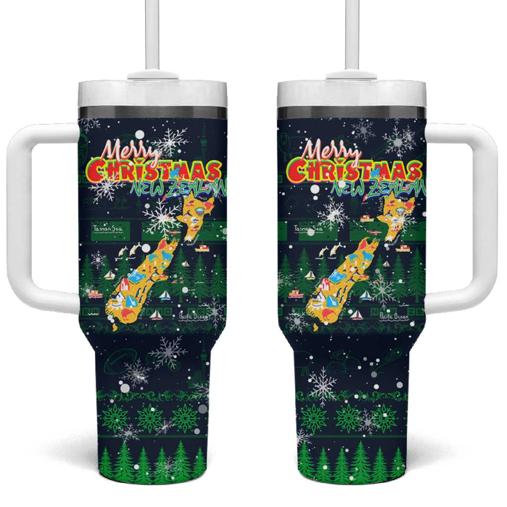 Merry Christmas New Zealand Tumbler With Handle Xmas Travel Map - Aussie Hoodie