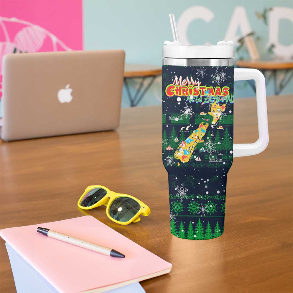 Merry Christmas New Zealand Tumbler With Handle Xmas Travel Map - Aussie Hoodie