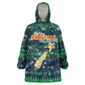Merry Christmas New Zealand Wearable Blanket Hoodie Xmas Travel Map - Aussie Hoodie