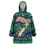 Merry Christmas New Zealand Wearable Blanket Hoodie Xmas Travel Map - Aussie Hoodie