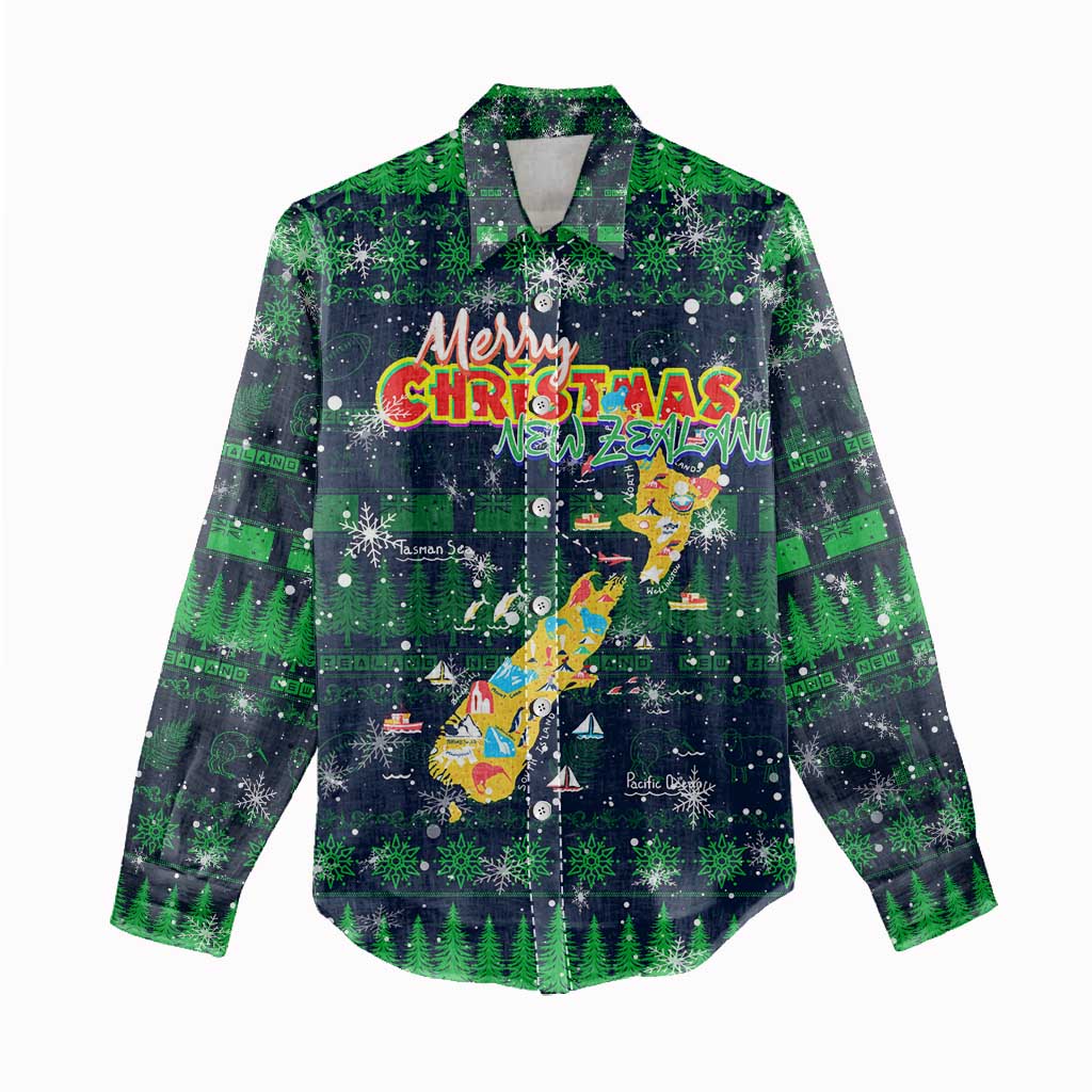 Merry Christmas New Zealand Women Casual Shirt Xmas Travel Map - Aussie Hoodie