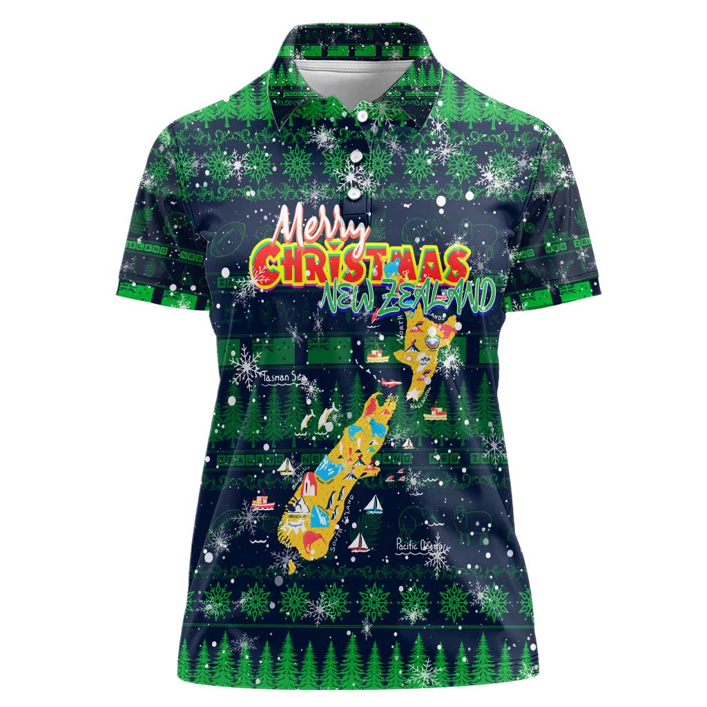 Merry Christmas New Zealand Women Polo Shirt Xmas Travel Map - Aussie Hoodie