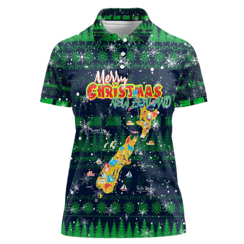 Merry Christmas New Zealand Women Polo Shirt Xmas Travel Map - Aussie Hoodie