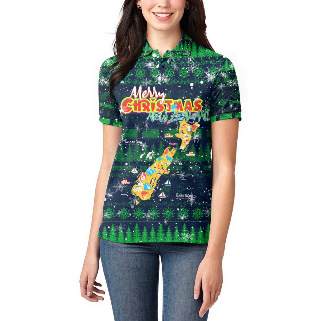 Merry Christmas New Zealand Women Polo Shirt Xmas Travel Map - Aussie Hoodie