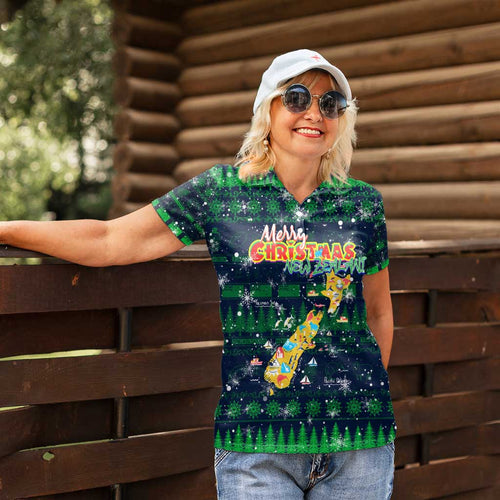 Merry Christmas New Zealand Women Polo Shirt Xmas Travel Map - Aussie Hoodie