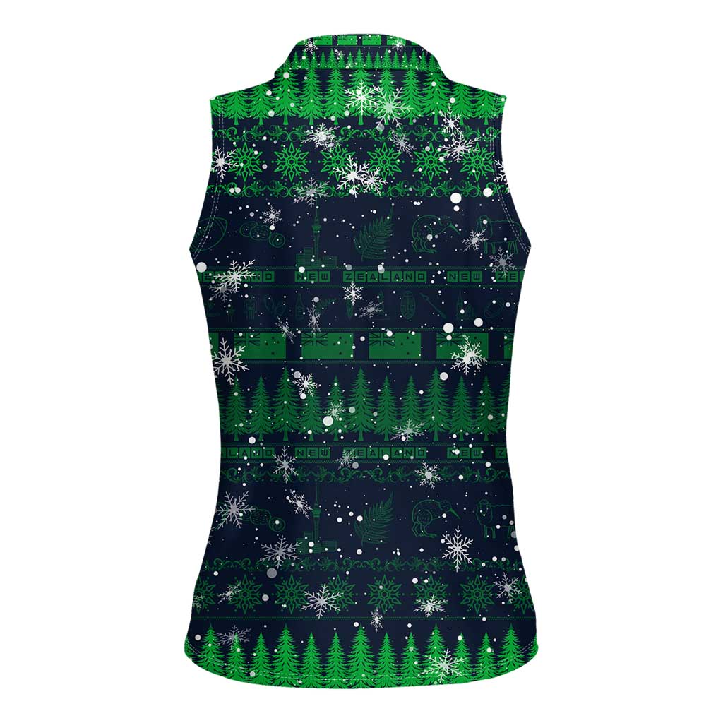 Merry Christmas New Zealand Women Sleeveless Polo Shirt Xmas Travel Map - Aussie Hoodie