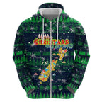 Merry Christmas New Zealand Zip Hoodie Xmas Travel Map - Aussie Hoodie