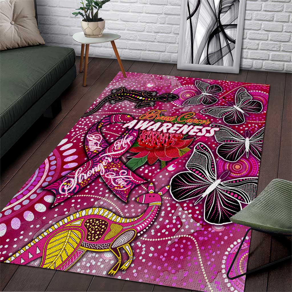Breast Cancer Awareness Aboriginal Area Rug Australian Pink Out