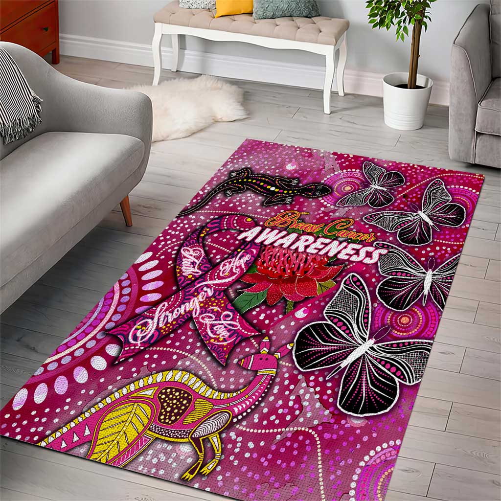 Breast Cancer Awareness Aboriginal Area Rug Australian Pink Out