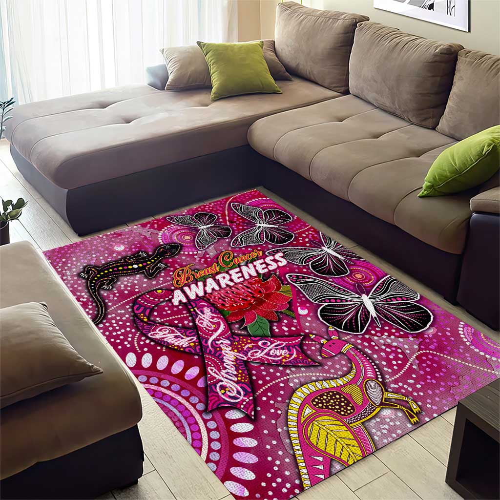 Breast Cancer Awareness Aboriginal Area Rug Australian Pink Out
