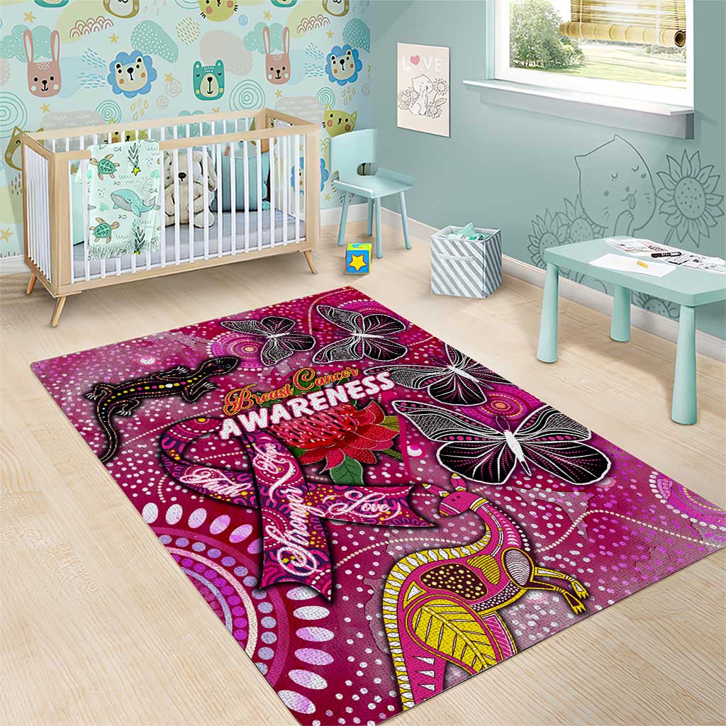 Breast Cancer Awareness Aboriginal Area Rug Australian Pink Out