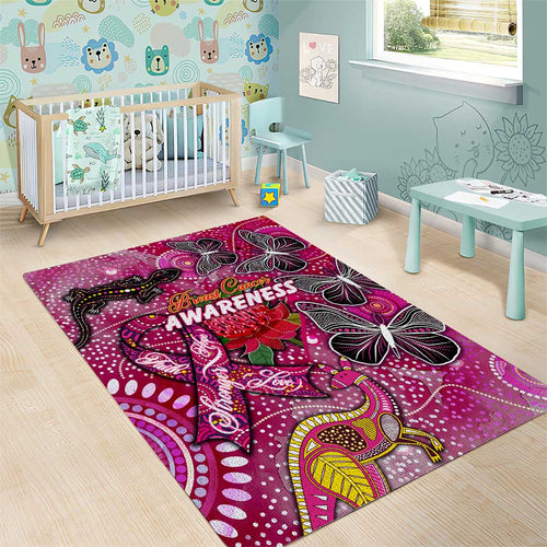 Breast Cancer Awareness Aboriginal Area Rug Australian Pink Out