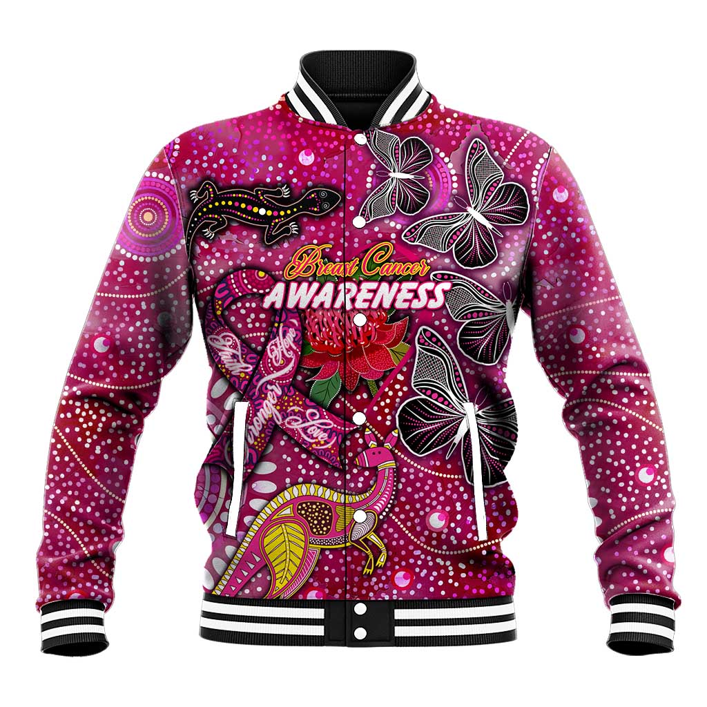 Breast Cancer Awareness Aboriginal Baseball Jacket Australian Pink Out