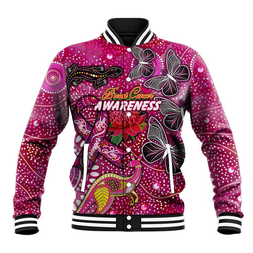 Breast Cancer Awareness Aboriginal Baseball Jacket Australian Pink Out