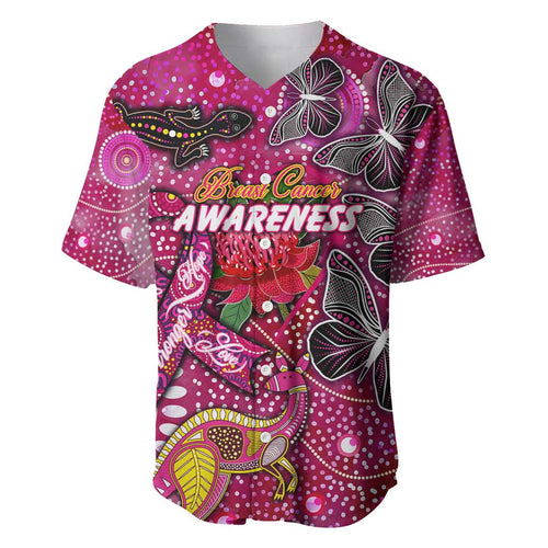 Breast Cancer Awareness Aboriginal Baseball Jersey Australian Pink Out