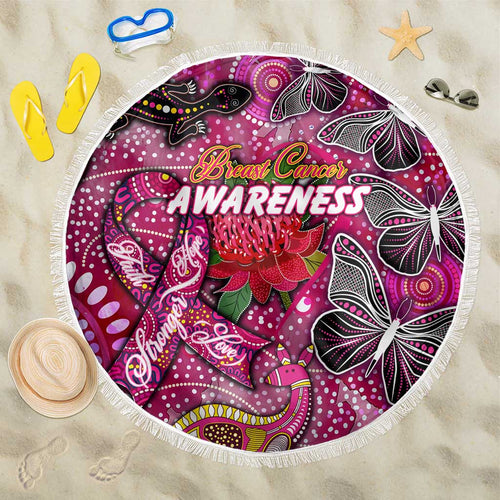 Breast Cancer Awareness Aboriginal Beach Blanket Australian Pink Out