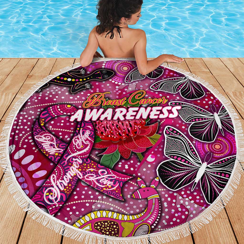Breast Cancer Awareness Aboriginal Beach Blanket Australian Pink Out