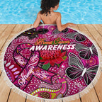 Breast Cancer Awareness Aboriginal Beach Blanket Australian Pink Out