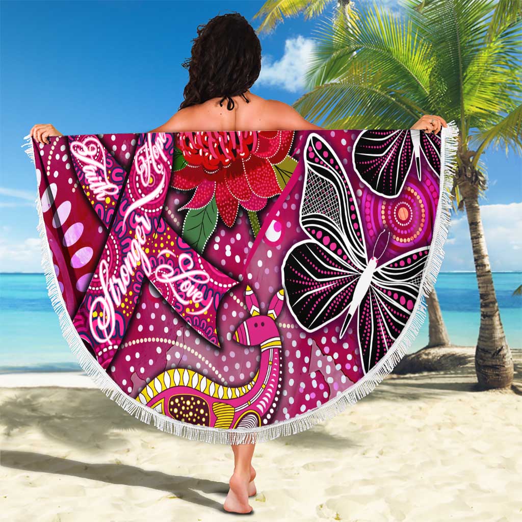 Breast Cancer Awareness Aboriginal Beach Blanket Australian Pink Out
