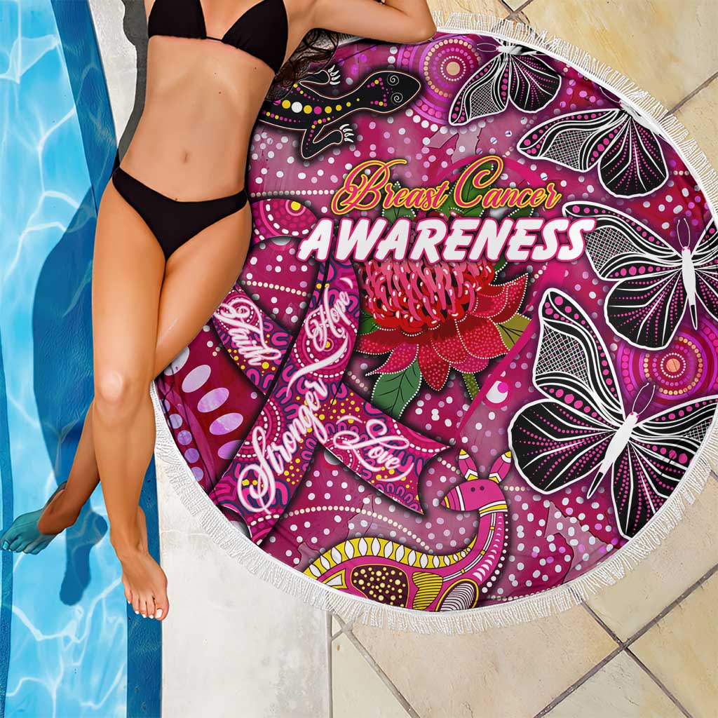 Breast Cancer Awareness Aboriginal Beach Blanket Australian Pink Out