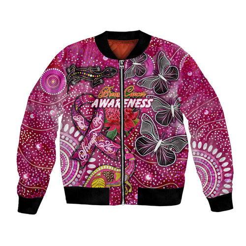 Breast Cancer Awareness Aboriginal Bomber Jacket Australian Pink Out