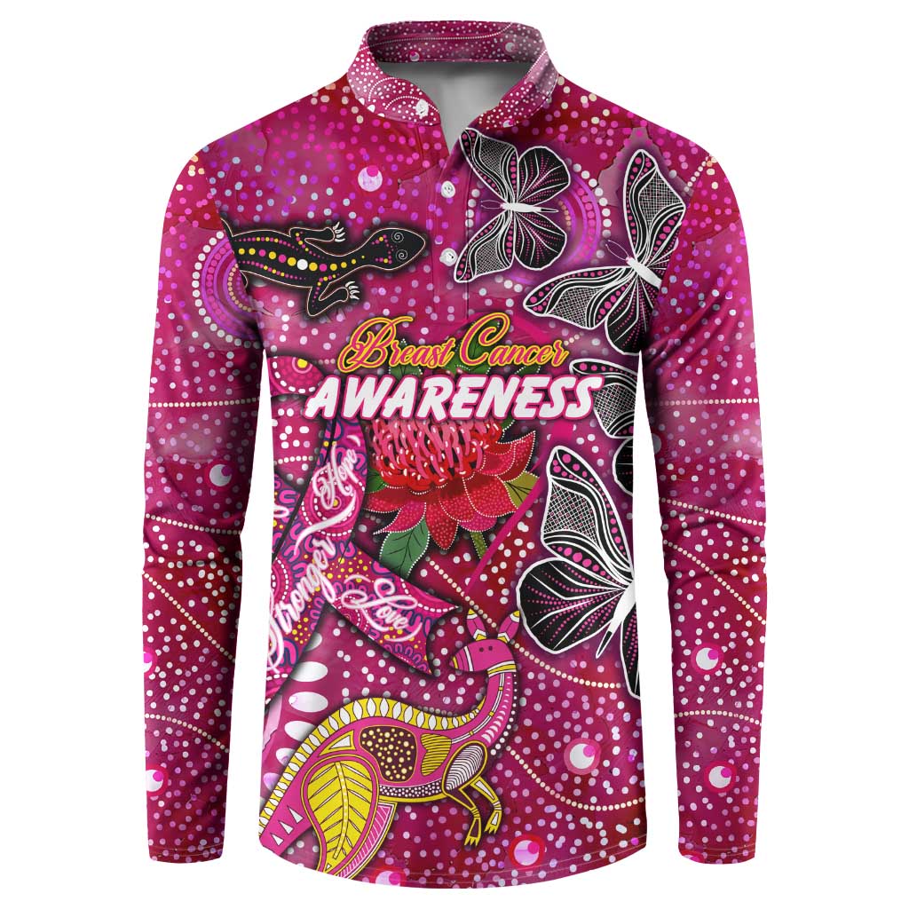 Breast Cancer Awareness Aboriginal Button Sweatshirt Australian Pink Out