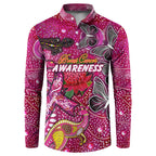 Breast Cancer Awareness Aboriginal Button Sweatshirt Australian Pink Out