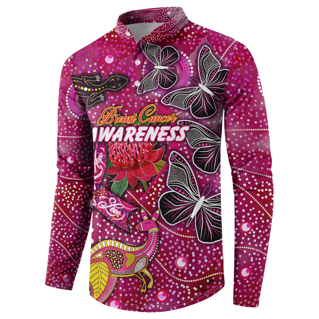 Breast Cancer Awareness Aboriginal Button Sweatshirt Australian Pink Out