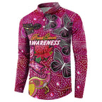 Breast Cancer Awareness Aboriginal Button Sweatshirt Australian Pink Out