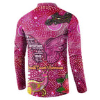Breast Cancer Awareness Aboriginal Button Sweatshirt Australian Pink Out