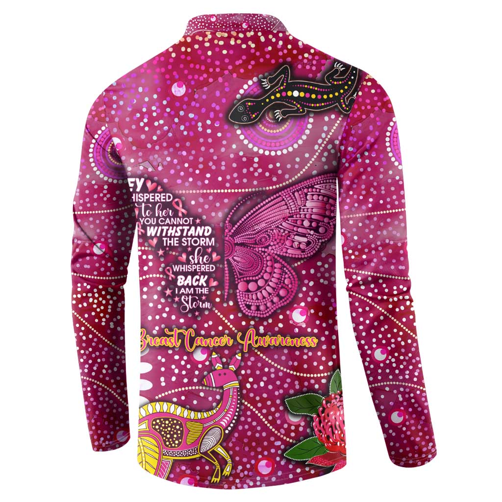Breast Cancer Awareness Aboriginal Button Sweatshirt Australian Pink Out