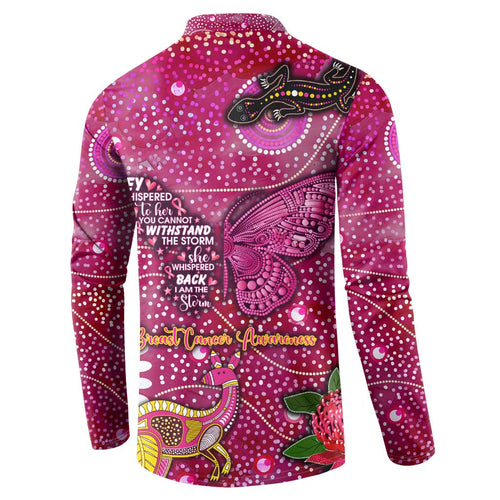 Breast Cancer Awareness Aboriginal Button Sweatshirt Australian Pink Out