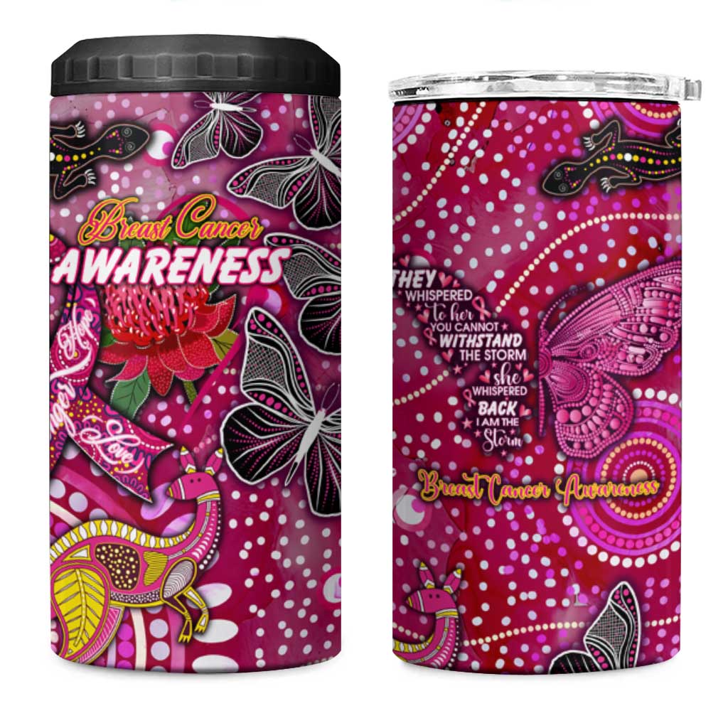 Breast Cancer Awareness Aboriginal 4 in 1 Can Cooler Tumbler Australian Pink Out