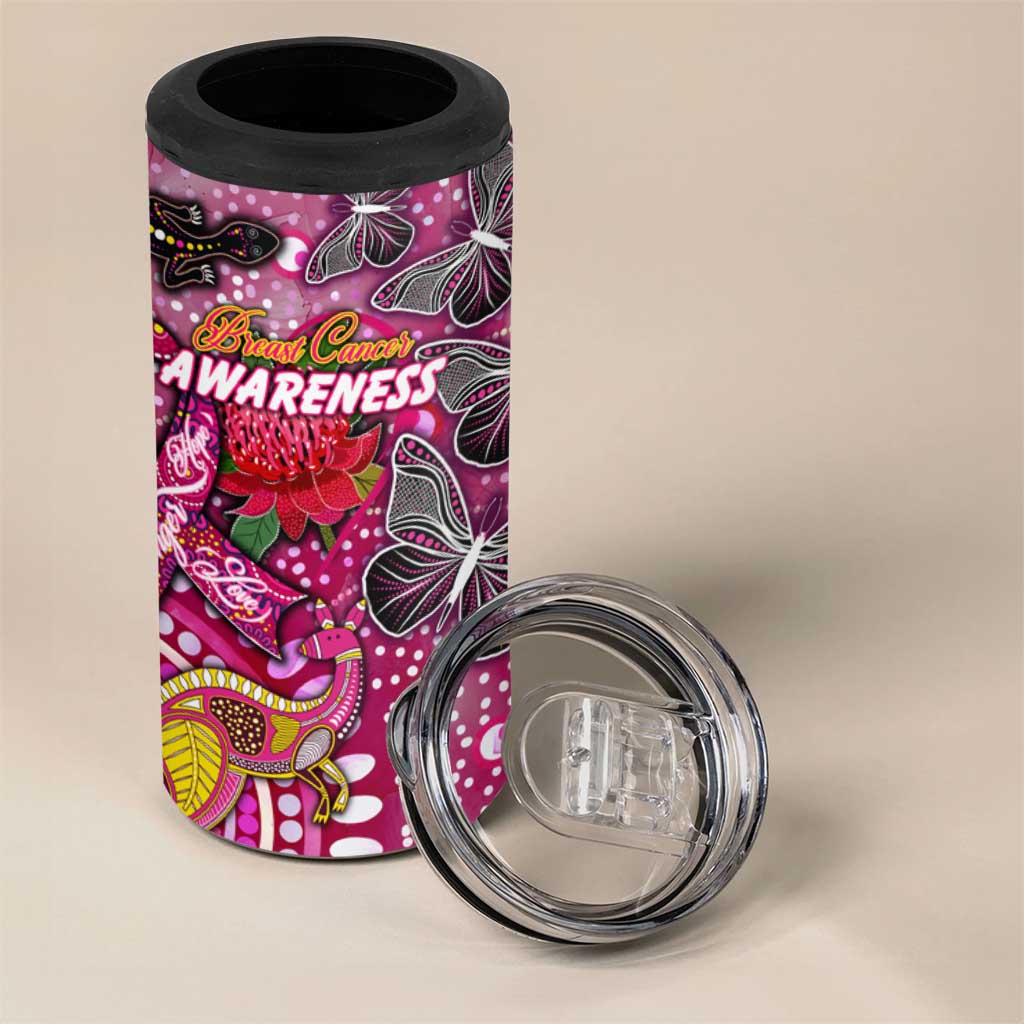 Breast Cancer Awareness Aboriginal 4 in 1 Can Cooler Tumbler Australian Pink Out