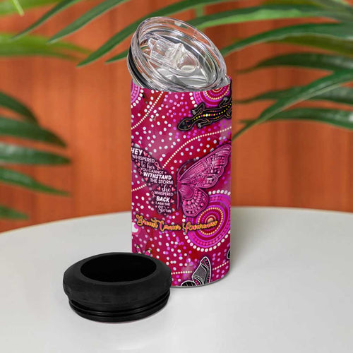 Breast Cancer Awareness Aboriginal 4 in 1 Can Cooler Tumbler Australian Pink Out