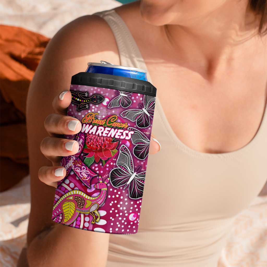 Breast Cancer Awareness Aboriginal 4 in 1 Can Cooler Tumbler Australian Pink Out