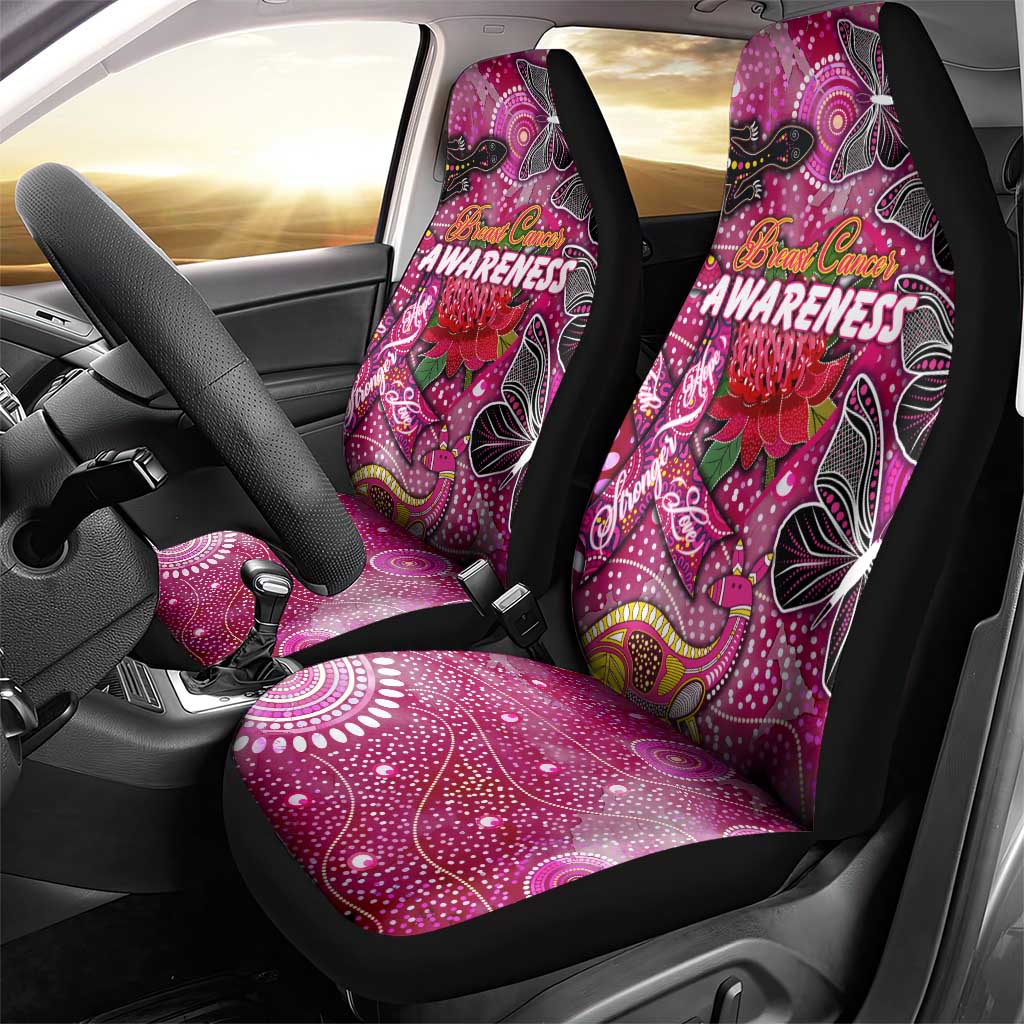 Breast Cancer Awareness Aboriginal Car Seat Cover Australian Pink Out