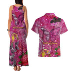 Breast Cancer Awareness Aboriginal Couples Matching Tank Maxi Dress and Hawaiian Shirt Australian Pink Out