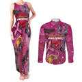 Breast Cancer Awareness Aboriginal Couples Matching Tank Maxi Dress and Long Sleeve Button Shirt Australian Pink Out