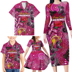 Breast Cancer Awareness Aboriginal Family Matching Long Sleeve Bodycon Dress and Hawaiian Shirt Australian Pink Out