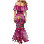 Breast Cancer Awareness Aboriginal Family Matching Mermaid Dress and Hawaiian Shirt Australian Pink Out