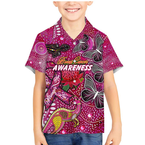 Breast Cancer Awareness Aboriginal Family Matching Mermaid Dress and Hawaiian Shirt Australian Pink Out