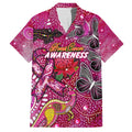 Breast Cancer Awareness Aboriginal Family Matching Off The Shoulder Long Sleeve Dress and Hawaiian Shirt Australian Pink Out