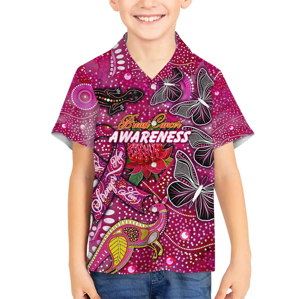 Breast Cancer Awareness Aboriginal Family Matching Off Shoulder Maxi Dress and Hawaiian Shirt Australian Pink Out
